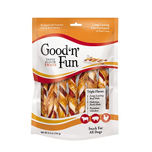 Good ‘N’ Fun Triple Flavor Twist Chews For Dogs, 22-Count Good ‘N’ Fun Triple Flavor Twist Chews For Dogs, 22-Count