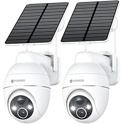 YESKANO Camara Vigilancia WiFi Exterior Solar 2K s...: 【100% inalámbrico】La cámara de vigilancia wifi está equipada con el panel solar para una alimentación continua y un funcionamiento ininterrumpido. La cámara exterior inalámbrica solar también admite WiFi 2,4G (no 5G), y las antenas dobles garantizan ...