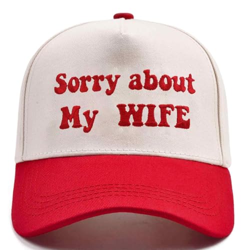 Funny Trucker Hats Embroidered Vintage Snapback Hat for Women Put It On My Husband's Tab Hats Gag Gifts Baseball Cap Red