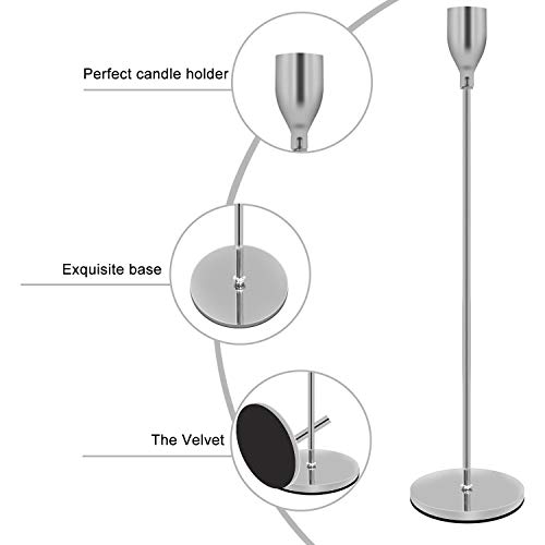 Taper Candle Holders Silver Table Decorative Candlestick Holder For Wedding Dinning Party Candle Holders For Taper Candles Metal Candle Stand,Fits 3/4 Inch Slim Candles & Led Candles (Elegant Silver) #TOP6