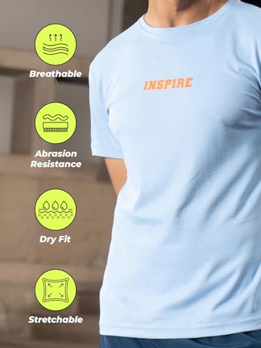 Image of FitMonkey Sports Crew Neck Stretchable Dry Fit T Shirt | Regular Fit Textured T Shirt for Men |Sport T Shirt for Men | Quick Dry Technology with Moisture Control |Breathable & Lightweight