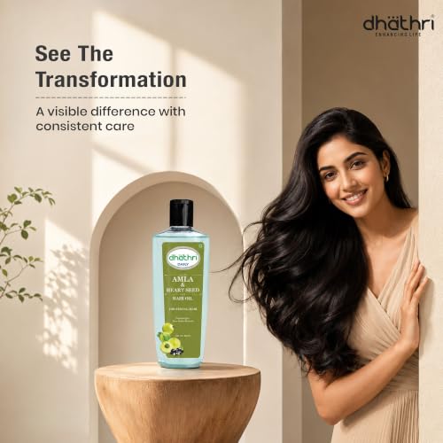 Image of Dhathri Amla & Heart Seed Hair Oil with Coconut & Sesame Oil | Helps Reduce Hair Fall & Improve Hair Texture | Nourishing, Lightweight & Non-Sticky Formula for Stronger Hair | All Hair Types, 300ml