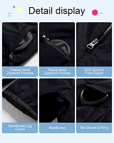 Image of CREATMO US Girl's Snow Bibs Kids Ski Pants Waterproof Insulated Winter Overalls