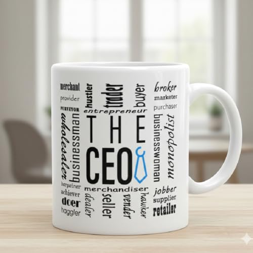 Taza de Café Estilizada THE CEO de Vidrio 11 oz Blanco miniatura 6
