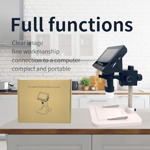 Image of USB Battery Digital Microscope 1000X Electronic Microscopes 4.3 Inch Screen with Adjustable Stand(High Definition