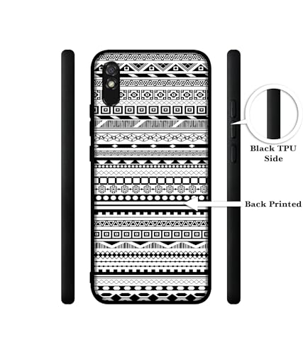 Image of Black & White Patterns Design Premium 2D Printed Metal Back Case Cover for Mi Redmi 9A / 9A Sport / 9i / 9i Sport