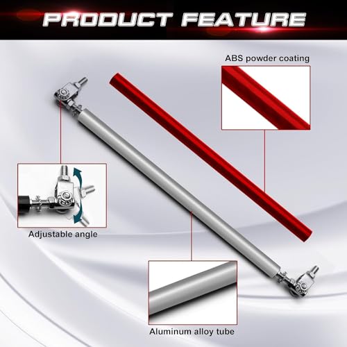 Image of Red Big Front Splitter Support Rods, Strut Rods for Cars Vehicles, 8''-11'' Automotive Replacement Bumper Lip Splitter Bars Fit Adjustable Universal Stylish-Look