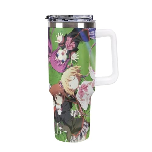 タンブラー リトルバスターズ! 水筒 40OZ 真空断熱 保温保冷 ステンレスマグボトル 結露しない ストロー付き/直飲み可能 洗いやすい ハンドル付き 車内用 アウトドア キャンプ 大容量