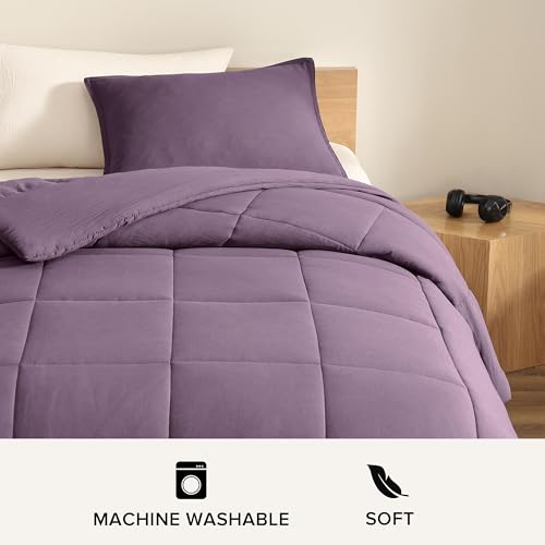 UGG Leonora Comforter Set with 1 Pillow Sham Lightweight Down Alternative Blanket All Season Washable and Hypoallergenic Bedding for College Apartment or Dorm Essentials, Twin/Twin XL, Purple Shadow