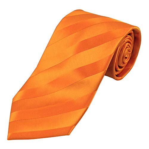 Jacob Alexander Men's Solid Color Tonal Stripe Regular Neck Tie - Orange