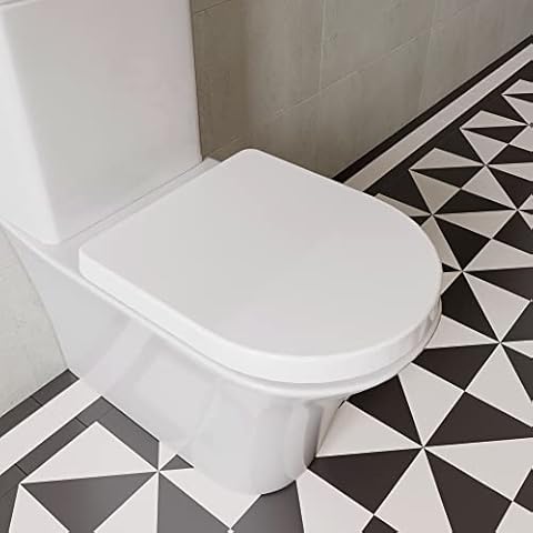 Croydex WL601522H Flexi-Fix Eyre D-Shape Always Fits Never Slips Slow Close Anti Bacterial Toilet Seat, White, 43 x 36.5 x 5.2 cm Cover