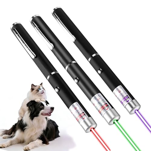 IVVTRYI 3-pack cat laser pointer with red, green, purple beams