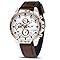 OFFCUP Mens Watches, 55MM Men's Chronograph Watch, Leather Analog Quartz Watch with Date Luminous, Business Casual Fashion Gents Wrist Watches Elegant Gift for Men
