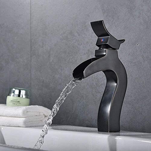 Mitigeur de lavabo cascade noir bronze robinet vasque salle de bain