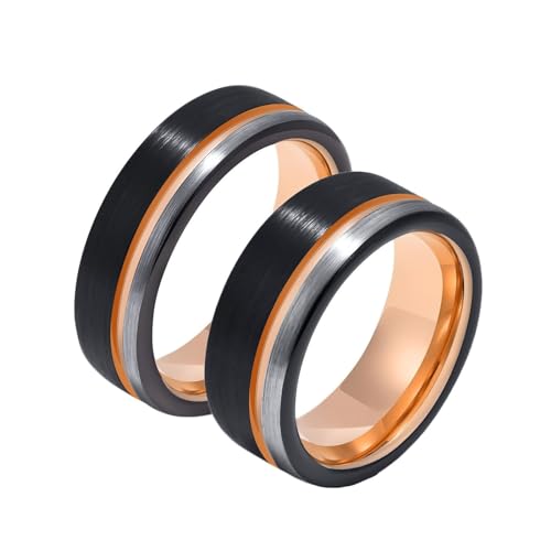 Bague mariage couple anneaux noir or rose pour le quotidien