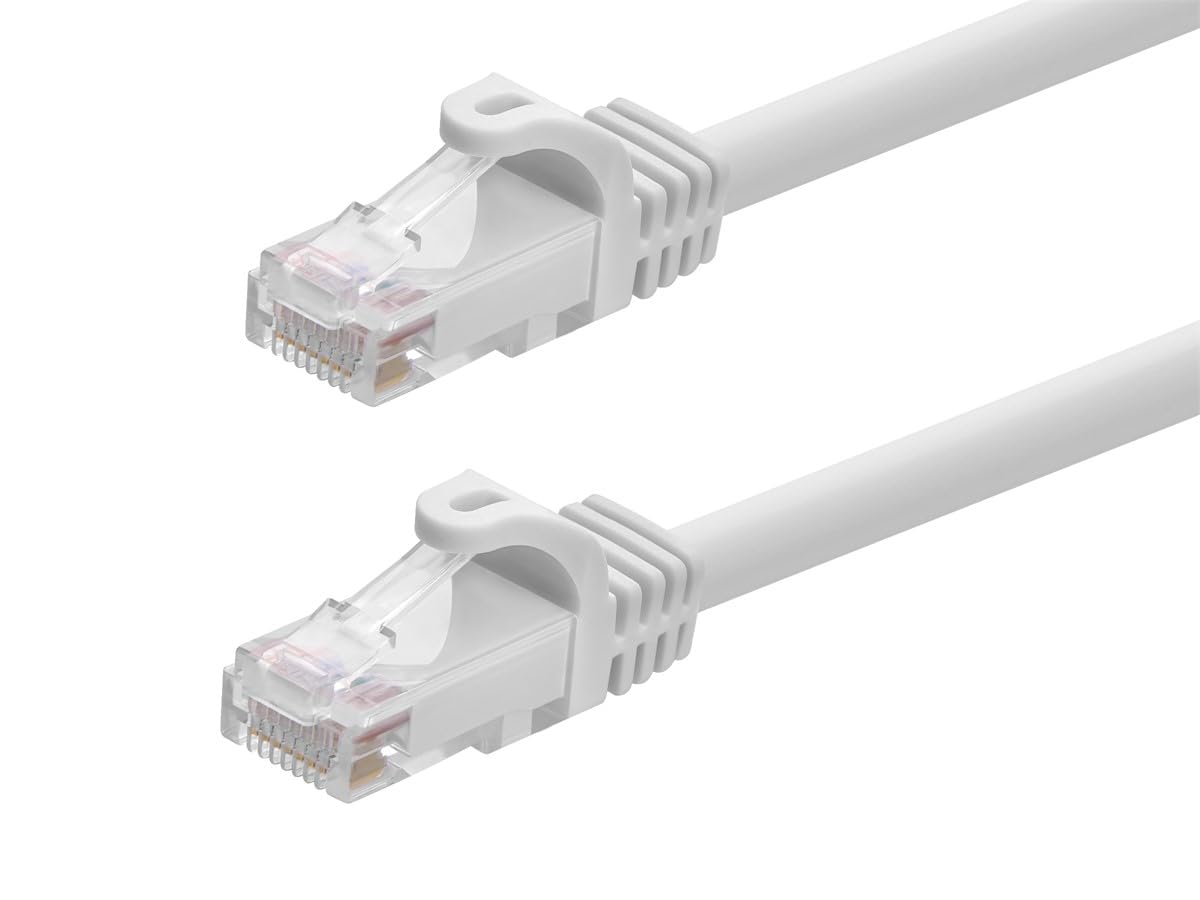 Monoprice Cat6 1ft White Patch Cable UTP 24AWG 550MHz Pure Bare Copper Snagless RJ45 Flexboot Series Ethernet Cable
