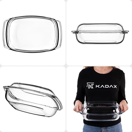 KADAX Auflaufform 5 L aus hitzebeständigem Glas mit Deckel & Griffen – rechteckiges, feuerfestes Gefäß zum Braten & Backen… – Ansicht 5