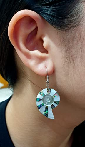 Iridescent Paua Abalone Shell Earrings, Natural Mother of Pearl, Handmade Dangle Drop Abalone Seashell Earrings for Women Fashion Jewelry BA2684