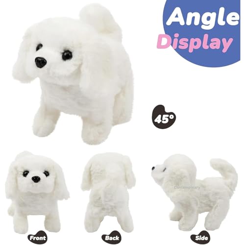 Image of Hopping Walking White Dog Toy for Kids - Talking Sound Dog with Moving Tail, Head Shake & Realistic Actions | Soft Plush Interactive Animal Toy, Fun Gift & Childhood Companion for Boys & Girls