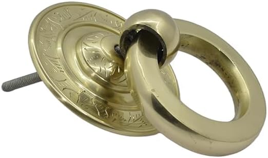 Brass Carving Disc Shape Door Knocker Hardware Fitting Antique look Golden Finish Lacquer Polished 5 inch