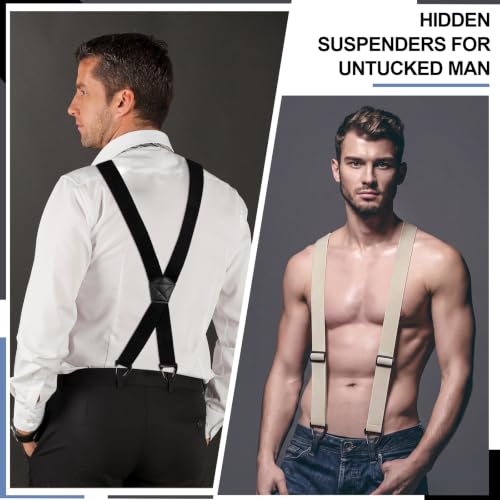 Image of Janmercy 2 Pcs X Back Hidden Suspenders for Men