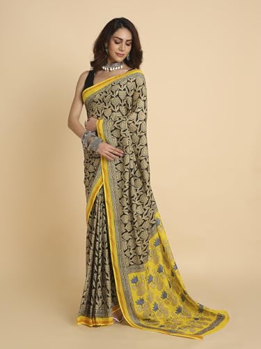 Image of RATAN Women's Pure Soft Cotton Saree with Blouse Piece | Lightweight Breathable Daily Wear Cotton Saree | Traditional Printed Saree for Office Casual & Summer Wear