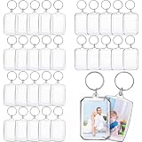 RAFIYU 30 Piezas Llaveros Acrílicos Transparentes, Llaveros Personalizables Foto en Blanco, Llaveros Doble Cara Regalo para Pareja y Familia Aniversario Cumpleaños