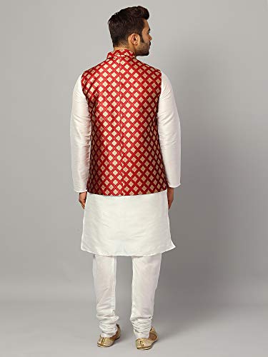 Image of Uri and MacKenzie Men's Silk Blend Kurta Pajama with Designer Ethnic Nehru Jacket /Modi Jacket