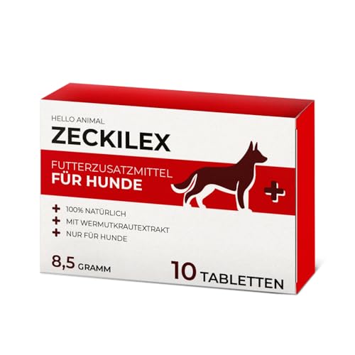 Hello Animal® Zeckilex - Zeckentabletten für Hunde - Pflanzliche Formel ohne Zusätze - Futterzusatzmittel mit Wermutkraut Extrakt - 10 Tabletten