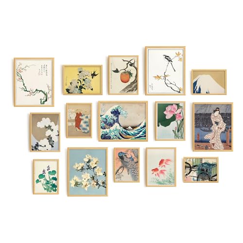 Lucky Numen Set 15 Japanese Wall Decor, Eclectic Home Decor, Maximalist Wall Art, Colorful Gallery Wall Painting [8x10 UNFRAMED]