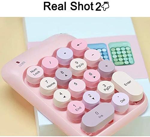 Onlywe 2.4G Wireless Number Pad,Portable Cute 18-Round Key Keypad Financial Accounting Numeric Keypad Keyboard for Laptop,PC,Desktop,Notebook,etc with USB Receiver(Pink Keypad only)