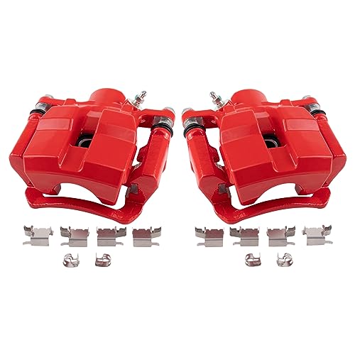Image of TRQ Performance Rear Driver and Passenger Side Brake Caliper Set Caliper Brackets Hardware Compatible with 10-12 Lexus RX350 13-15 RX350 excluding Japan Built Models 14-19 Toyota Highlander