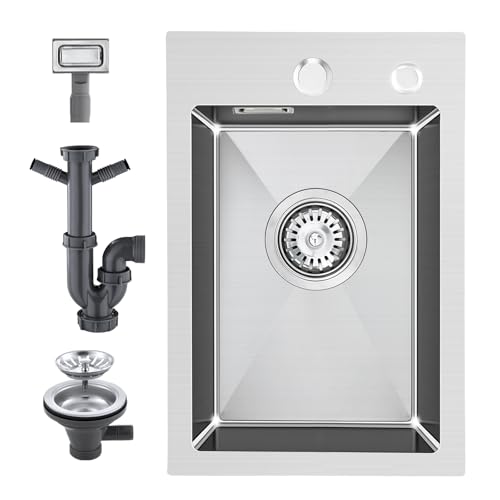 KEOKBON Spülbecken Edelstahl Eckig, 30 x 45cm Spüle Küche mit 2...