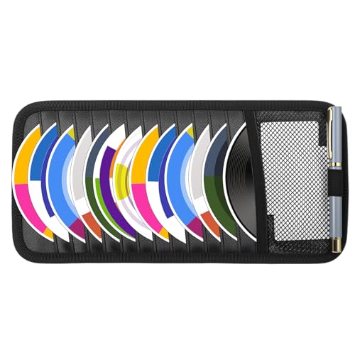TIESOME CD Visor Holder for Car, Visor CD Holder Organizer Large Capacity CD Visor Case Car Sun Visor Organizer with 12 DVD Storage Sleeves 1 Mesh Pocket 1 Pen Holder and Elastic Strap(Black)