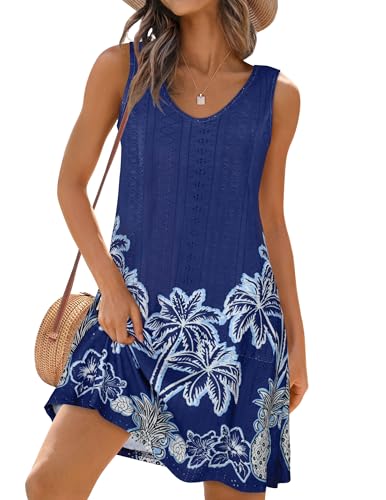 Image of elescat Swimsuit Coverup Summer Dresses for Women Eyelet Casual Loose Sleeveless Sundress with Pockets 2026