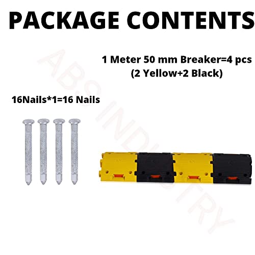 Image of ABS INDUSTRY Safety Speed Breaker 50mm PVC Road Hump Pack of 1 Meter (2 Black and 2 Yellow Breakers)