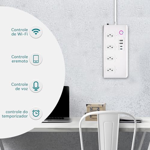 ILID Tomada Inteligente,Filtro de Linha Inteligente com Alexa/Google - 4 Tomadas + 2 USB-C PD20W,Cas