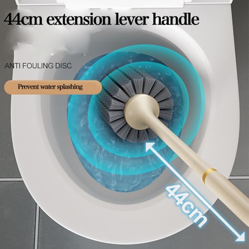 Image of Toilet Brush and Holder Set, Silicone Toilet Bowl Cleaner Brush, Bathroom Cleaner Scrubber with Sleek Design, Sturdy, and Durable Bristles（Golden）