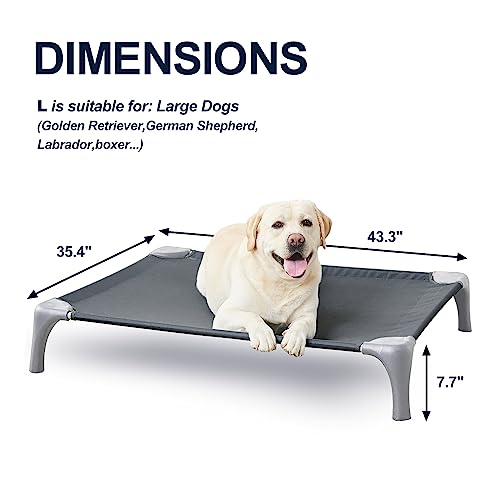 Elevated Dog Bed for Large Dogs, Easy to Assemble Raised Dog Cot with Pet-Friendly Feet, Aluminum Alloy Frame, Breathable Mesh (Light Grey) - Image 6
