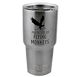 Funny Protected by Flying Monkeys Vinyl Sticker Decal for Yeti Mug Cup Thermos Pint Glass (4' Wide - Decal ONLY, NO Cup)