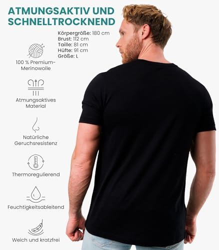 Premium Merino.tech Thermoschutzshirt Herren Kurzarm + TrekkingSocken