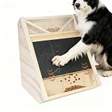 Dog Scratch Pad for Nails: Quiet Dog Scratch Board with Treats, Easy Change Dog Nail Board with 2Pcs Removable Stand, Interactive Paw Nail Scratcher & Slow Feeder Toy (Rich Dark Oak)