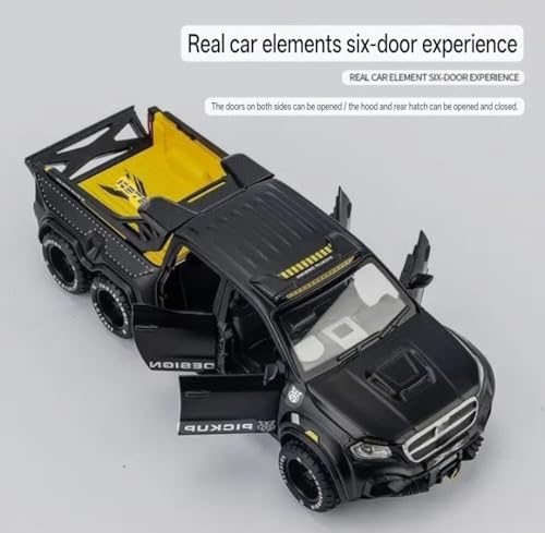Image of Scale Exclusive Alloy Metal Pull Back | Die-cast Car Model with Sound Light Mini Auto Toy for Kids Metal Model Toy Car with Sound and Light (1.28 Scale-6 * 6 AMG Pickup-Black)