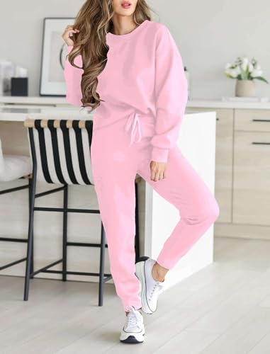 HBQ Sweatsuits For Women Sets 2 Piece Outfits Crewneck Sweatshirts Pullover Tops And Jogger Pants Tracksuits Lounge Set2
