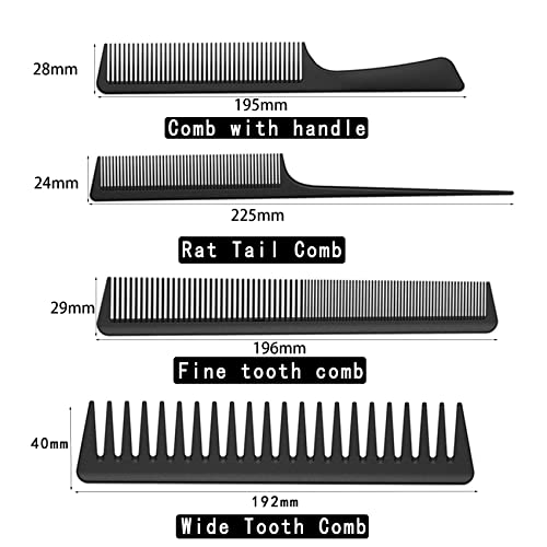 Jaimela-Carbon-Comb-Set-4-Pcs-Wide-Tooth-Comb-Cutting-Comb-Fine-and-Wide-Tooth-Comb-Anti-Static-Heat-Resistant-Styling-Comb-for-Most-Hair-Types-for-Long-Wet-Curly-Hair