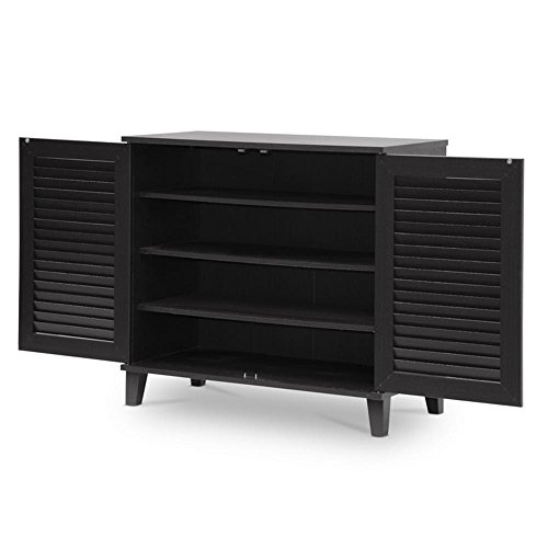 Image of APRODZ Mango Wood Zacka Shoe Cabinet for Home | Shoe Rack Organiser | Brown Finish