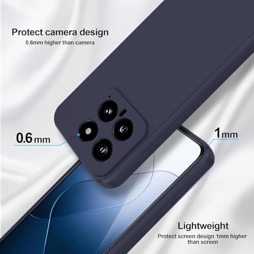 Image of DIZORO Compatible with Mi Xiaomi 14 5G Back Cover with Upgraded Square Edges for Camera Protection Shockproof Flexible Matte Liquid Silicone Mobile Phone Case (Navy)