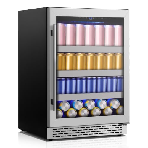VINECOLD 24 Inch Beverage Refrigerator,190 Cans Freestanding/Under Counter Beverage Fridge with...