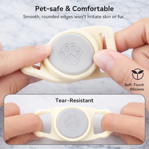 Image of GOCII for Airtag Dog Collar Holder 2 Pack,Waterproof Dog Collar Holder for Apple AirTag(Gen 1 & 2),Silicone Air Tags Case for Dog Collars(Beige & Gray)