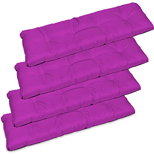 SuperKissen24. Lot de 4 Coussin Dossier pour Banc de Jardin Canapé - 120x38 cm - Intérieur/Extérieur – imperméable - Fuchsia